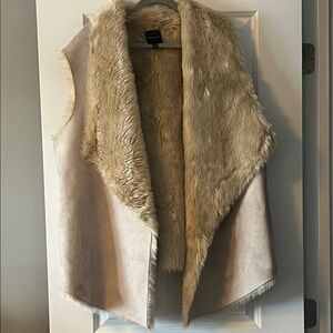 Lane Bryant Beige Faux Fur Vest